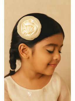 Choko - Cream Satin Rose Alligator Hair Clip for Girls
