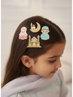 Choko - Multi-Color Eid Festival Embroidered Hair Clip for Kids (Pack of 4)
