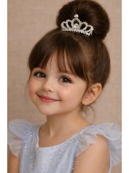 Choko - Girls Solid Silver Crystal Crown Comb Hair Clip