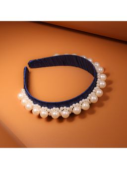 Choko - Navy Blue Satin Ribbon Embellished Hairband