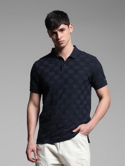 Jack & Jones - Men Blue Checks Polo T-Shirt