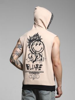 Jack & Jones - Men Peach Printed Hooded T-Shirt