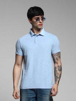 Jack & Jones - Men Blue Solid Polo T-Shirt