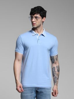 Jack & Jones - Men Blue Solid Polo T-Shirt