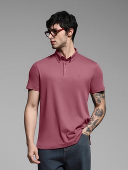 Jack & Jones - Men Mauve Solid Polo T-Shirt