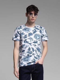 Jack & Jones - Men Blue Floral T-Shirt