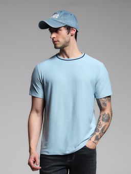 Jack & Jones - Men Blue Solid T-Shirt