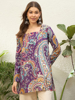 InWeave - Purple Paisley Cotton Regular Top