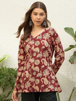 InWeave - Rust Paisley Cotton Regular Top