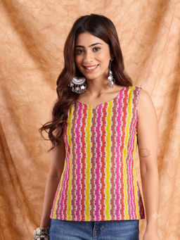 InWeave - Pink Stripes Cotton Regular Top