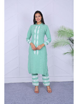 KNITZY - Green Self Design Wool Regular Kurta and Pant