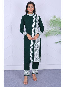KNITZY - Green Self Design Wool Regular Kurta and Pant