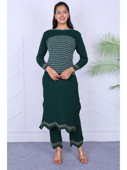 KNITZY - Green Self Design Wool Regular Kurta and Pant