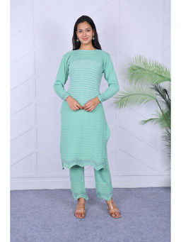 KNITZY - Green Self Design Wool Regular Kurta and Pant