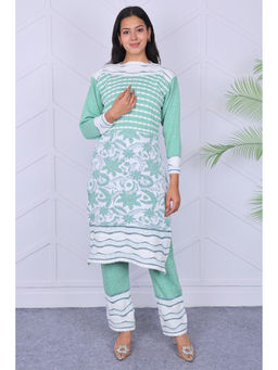 KNITZY - Green Self Design Wool Regular Kurta and Pant