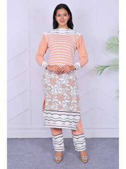 KNITZY - Peach Self Design Wool Regular Kurta and Pant