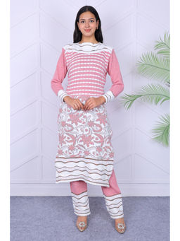 KNITZY - Pink Self Design Wool Regular Kurta and Pant