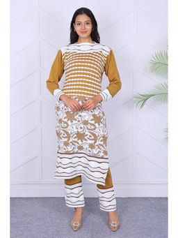 KNITZY - Mustard Self Design Wool Regular Kurta and Pant