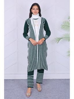 KNITZY - Green Self Design Wool Regular Kurta and Pant