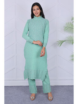 KNITZY - Green Self Design Wool Regular Kurta and Pant