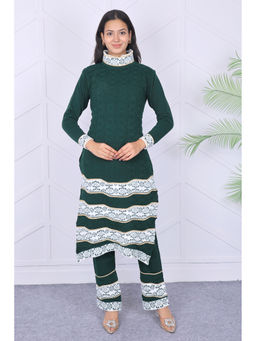 KNITZY - Green Self Design Wool Regular Kurta and Pant