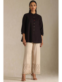Soch - Women Beige Rayon Embroidered Palazzo with Thread Work