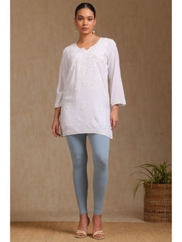 Soch - Women Powder Blue Cotton Blend Solid Churidar