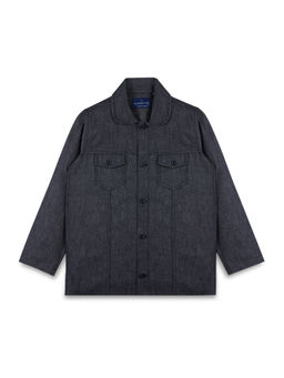 Infinity - Navy Blue Denim Cotton Woven Solid Boys Shirt