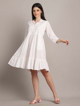 Rajnandini - Women White Pure Cotton Solid Dress