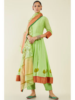 Soch - Women Green Cotton Printed Suit (Set of 3)