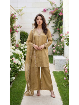 WOOMN - Green Zari Hand Embroidery Kurta & Pant with Dupatta