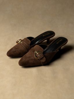Theater - Women Carmelas Brown Suede Mules Heels