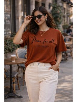 The Fit Theory - Women Oversized T-Shirt - Rust Peace for All