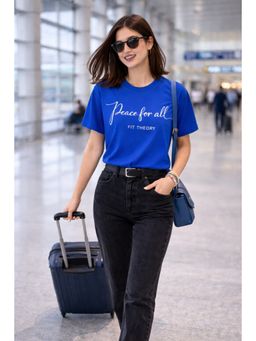 The Fit Theory - Women Oversized T-Shirt - Royal Blue Peace for All