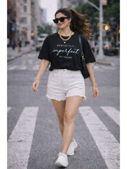 The Fit Theory - Women Oversized T-Shirt - Black Perfectly Imperfect