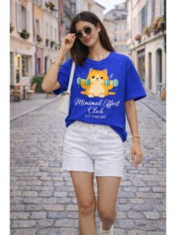 The Fit Theory - Women Oversized T-Shirt - Royal Blue Minimal Effort Club