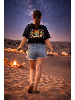 The Fit Theory - Women Oversized T-Shirt - City Black Rajasthan