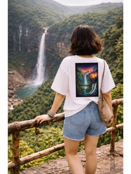 The Fit Theory - Women Oversized T-Shirt - City White Meghalaya