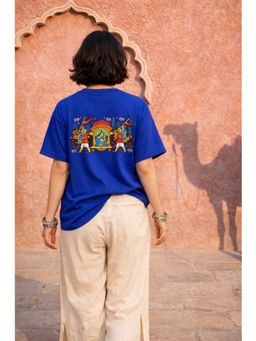The Fit Theory - Women Oversized T-Shirt - City Royal Blue Rajasthan