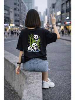 The Fit Theory - Women Oversized T-Shirt - Black Panda