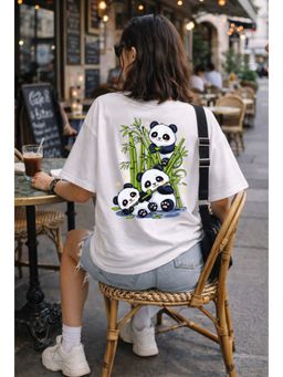 The Fit Theory - Women Oversized T-Shirt - White Panda