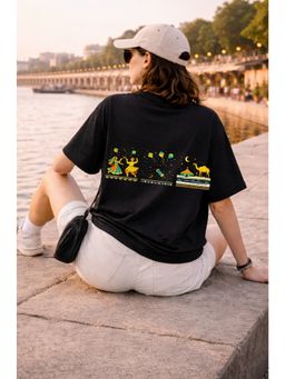 The Fit Theory - Women Oversized T-Shirt - City Black Gujarat