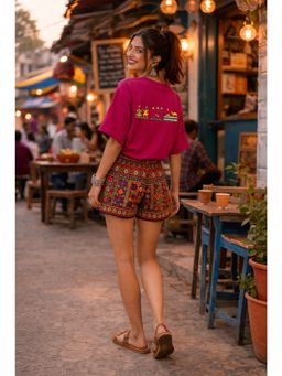 The Fit Theory - Women Oversized T-Shirt - City Magenta Pink Gujarat