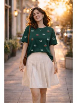 The Fit Theory - Women All Over Printed T-Shirt - Botte Green Crown