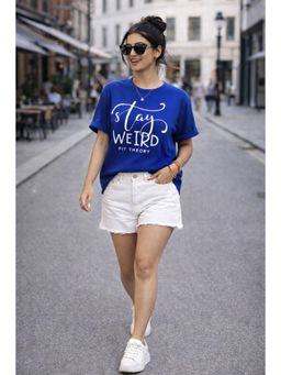 The Fit Theory - Women Oversized T-Shirt - Royal Blue Stay Weird