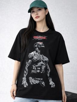 XTREMEX - Round Neck Fight club Oversized Half Sleeves Printed Women T-shirt