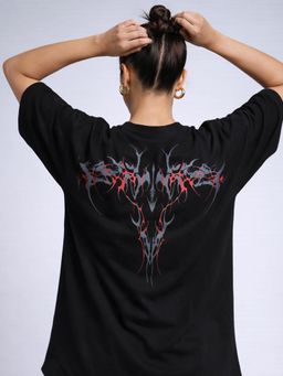 XTREMEX - Round Neck Immortal Oversized Half Sleeves Printed Women T-shirt