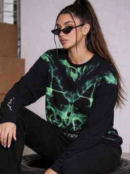 XTREMEX - Round Neck Neon Rage Oversized Full Sleeves Printed Women T-shirt
