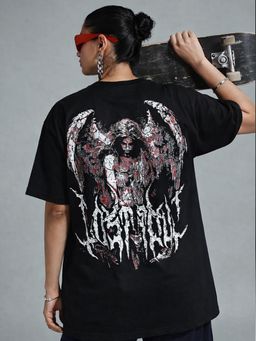 XTREMEX - Round Neck Sacrifice Oversized Half Sleeves Printed Women T-shirt