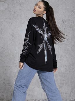 XTREMEX - Round Neck Warrior Oversized Full Sleeves Printed Women Sweatshirt